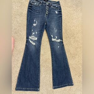 Judy Blue Tummy Control Distressed Flare Jeans